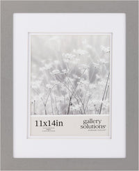 Gallery Solutions 11x14 Flat Grey Wall Frame with Double White Mat For 8x10 Picture