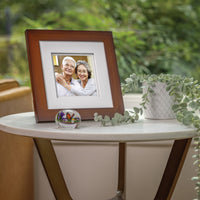 Gallery Solutions 8x8 Flat Walnut Tabletop or Wall Frame with Double White Mat For 5x5 Picture