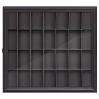 Gallery Solutions Black 18x16 Shot Glass Collection - Hinged Front Display Case Holds 28 Shot Glasses or Small Collectibles - Bar, Home, Office Accessories