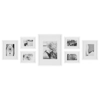 Gallery Perfect 7 Piece White Gallery Wall Kit Picture Frame Set with Decorative Art Prints & Hanging Template, Multi-Size