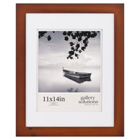 Gallery Solutions 11x14 Cherry Wood Wall Picture Frame with Double White Mat For 8x10 Picture