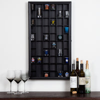 Gallery Solutions 52-Opening Shot Cabinet with Glass Front, Black Display Cases, 17" x 32"