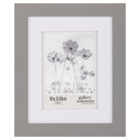 Gallery Solutions 8x10 Flat Grey Tabletop or Wall Frame with Double White Mat For 5x7 Picture