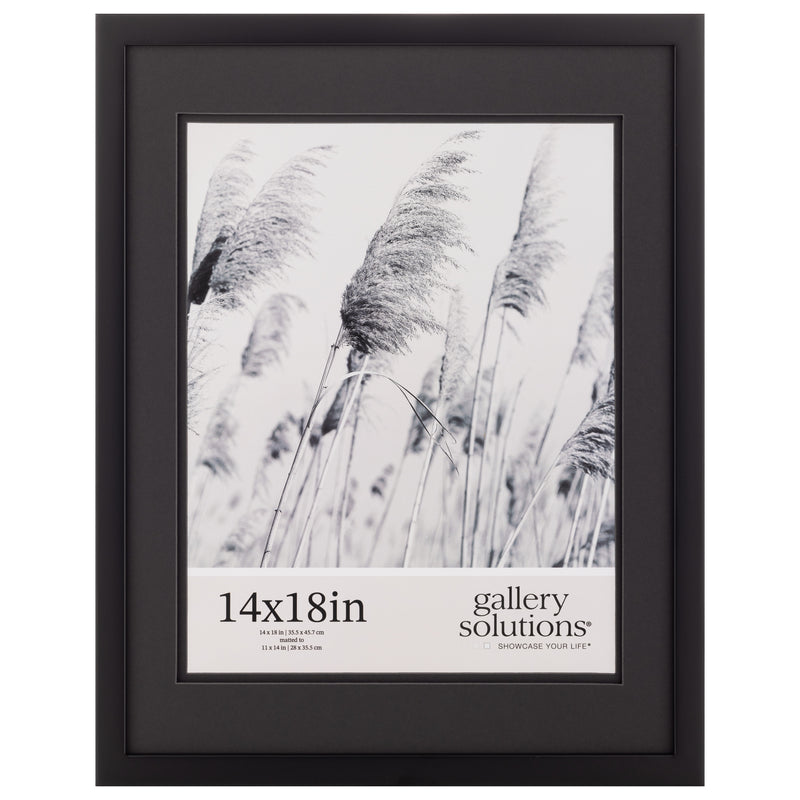 Gallery Solutions 14x18 Black Wood Wall Frame with Double Black Mat For 11x14 Image