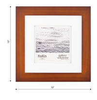 Gallery Solutions 8x8 Flat Walnut Tabletop or Wall Frame with Double White Mat For 5x5 Picture