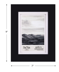 Gallery Solutions - 5"x7" Flat Black Picture Frame - Tabletop or Wall Mount - For 4"x6" Photos with Double White Mat - Versatile-Elegant For Home or Office Décor - Traditional Photo Frame