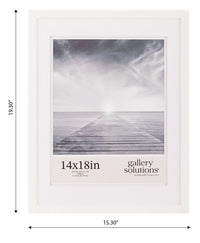 Gallery Solutions Wall Picture Frame with Airfloat Mat, 14x18 Matted To 11x14, White