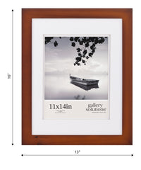 Gallery Solutions 11x14 Cherry Wood Wall Picture Frame with Double White Mat For 8x10 Picture