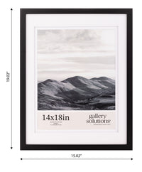 Gallery Solutions Wall Mount Double Airfloat Mat Picture Frame, 14" x 18", Black/White