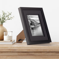 Gallery Solutions 8x10 Black Wall Mount or Tabletop Picture Frame with Double Black Mat For 5x7 Photo
