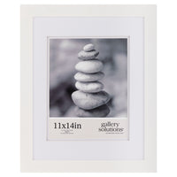 Gallery Solutions Wall Mount Picture Frame with Double Mat, 11x14 Matted To 8x10, White
