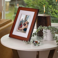 Gallery Solutions 8x10 Flat Walnut Tabletop or Wall Frame with Double White Mat for 5x7 Picture