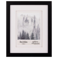 Gallery Solutions 8x10 Black Wall Mount or Tabletop Picture Frame with Double White Mat For 5x7 Photo
