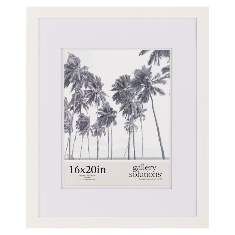 Gallery Solutions Wall Mount or Tabletop Double Picture Frame, 16x20 Matted To 11x14, White