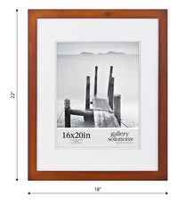 Gallery Solutions 16x20 Flat Walnut Wall Frame with Double White Mat For 11x14 Picture