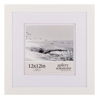 Gallery Solutions Wall Mount or Tabletop Picture Frame with Double Mat, 12x12 Matted To 8x8, White
