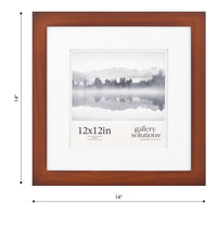Gallery Solutions 12x12 Flat Walnut Wall Frame with Double White Mat For 8x8 Picture