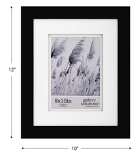 Gallery Solutions - 8"x10" Flat Black Picture Frame - Tabletop or Wall Mount - For 5"x7" Photos with Double White Mat - Versatile-Elegant For Home or Office Decor - Traditional Photo Frame