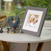 Gallery Solutions 8x8 Flat Grey Tabletop or Wall Frame with Double White Mat for 5x5 Picture