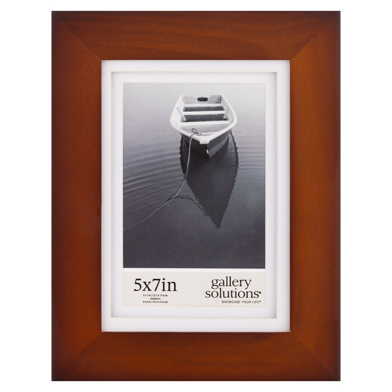 Gallery Solutions Wall or Tabletop Picture Frame with Airfloat Mat, 5x7 Matted To 4x6, Walnut