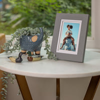 Gallery Solutions 5x7 Flat Grey Tabletop or Wall Frame with Double White Mat For 4x6 Picture