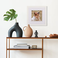 Gallery Solutions Wall Mount or Tabletop Picture Frame with Double Mat, 12x12 Matted To 8x8, White