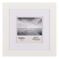 Gallery Solutions Wall Mount or Tabletop Double Picture Frame, 8x8 Matted To 5x5, White