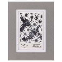 Gallery Solutions 5x7 Flat Grey Tabletop or Wall Frame with Double White Mat For 4x6 Picture