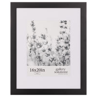 Gallery Solutions 16x20 Black Wall Picture Frame with Double White Mat For 11x14 Image