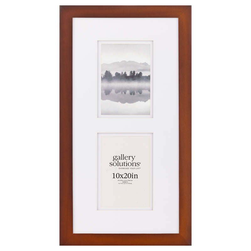 Gallery Solutions 10x20 Flat Walnut Wall Frame With Double White Mat For Two 5x7 Pictures