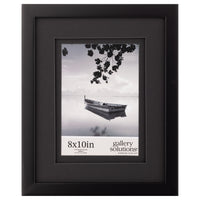 Gallery Solutions 8x10 Black Wall Mount or Tabletop Picture Frame with Double Black Mat For 5x7 Photo