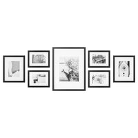 Gallery Perfect 7 Piece Black Gallery Wall Kit Picture Frame Set with Decorative Art Prints & Hanging Template, Multi-Size