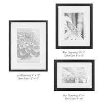 Gallery Solutions 7 Piece Black Gallery Wall Kit Picture Frame Set with Decorative Art Prints & Hanging Template, Multi-Size