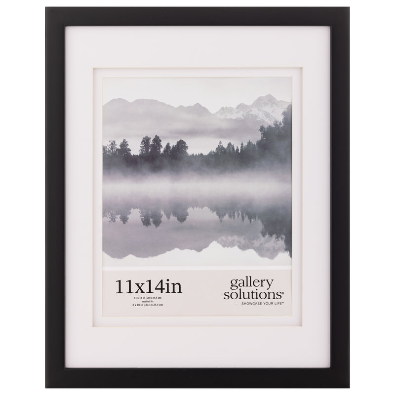 Gallery Solutions 11x14 Black Wall Mount Picture Frame With Double White Mat For 8x10 Photo