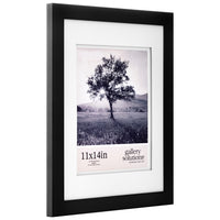 Gallery Solutions - 11"x14" Flat Black Wall Picture Frame - Double White Mat - Wall/Wall Mount Display - Perfect Fit for 8x10 Photos - Versatile Mounting Options - Rectangular Poster Frame