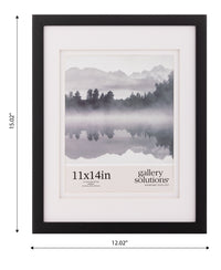 Gallery Solutions 11x14 Black Wall Mount Picture Frame With Double White Mat For 8x10 Photo