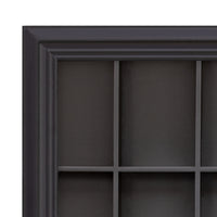 Gallery Solutions Black 18x16 Shot Glass Collection - Hinged Front Display Case Holds 28 Shot Glasses or Small Collectibles - Bar, Home, Office Accessories