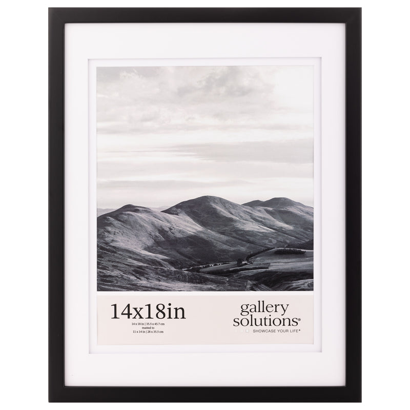 Gallery Solutions Wall Mount Double Airfloat Mat Picture Frame, 14" x 18", Black/White