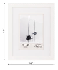 Gallery Solutions 8x10 White Wall Mount or Tabletop Picture Frame with Double White Mat For 5x7 Photo