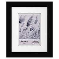 Gallery Solutions - 8"x10" Flat Black Picture Frame - Tabletop or Wall Mount - For 5"x7" Photos with Double White Mat - Versatile-Elegant For Home or Office Décor - Traditional Photo Frame