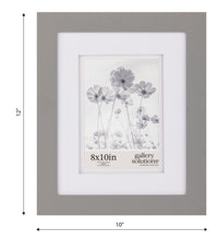 Gallery Solutions 8x10 Flat Grey Tabletop or Wall Frame with Double White Mat For 5x7 Picture