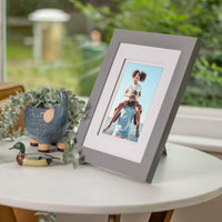 Gallery Solutions 8x10 Flat Grey Tabletop or Wall Frame with Double White Mat For 5x7 Picture
