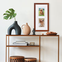 Gallery Solutions 10x20 Flat Walnut Wall Frame With Double White Mat For Two 5x7 Pictures