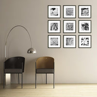 Gallery Solutions 9 Piece Black Square Photo Frame Gallery Wall Kit with Decorative Art Prints & Hanging Template