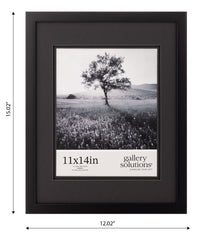 Gallery Solutions 11x14 Black Wood Wall Frame with Double Black Mat For 8x10 Image