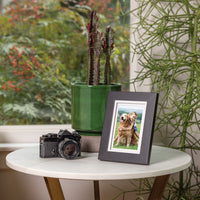 Gallery Solutions - 5"x7" Flat Black Picture Frame - Tabletop or Wall Mount - For 4"x6" Photos with Double White Mat - Versatile-Elegant For Home or Office Décor - Traditional Photo Frame