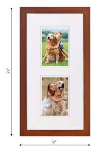 Gallery Solutions 10x20 Flat Walnut Wall Frame With Double White Mat For Two 5x7 Pictures