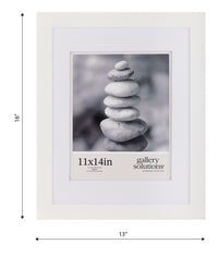 Gallery Solutions Wall Mount Picture Frame with Double Mat, 11x14 Matted To 8x10, White