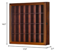 Gallery Solutions 18x16 Shot Glass Display Case with Hinged Front, Walnut