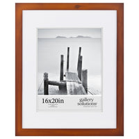 Gallery Solutions 16x20 Flat Walnut Wall Frame with Double White Mat For 11x14 Picture
